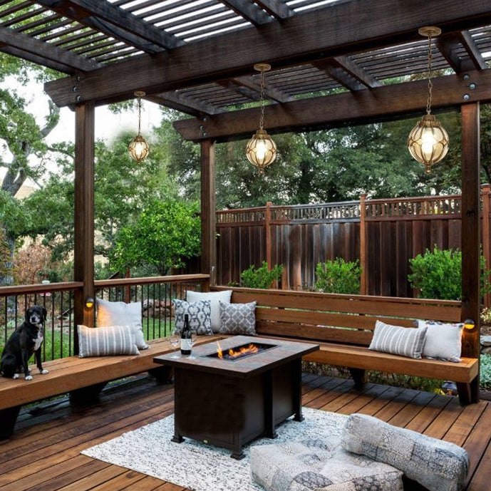 Frendorf | EuroLuxe Aluminium Pendelleuchte | Wasserdicht | Außenleuchte mit Glaskugel | Garten & Terrasse