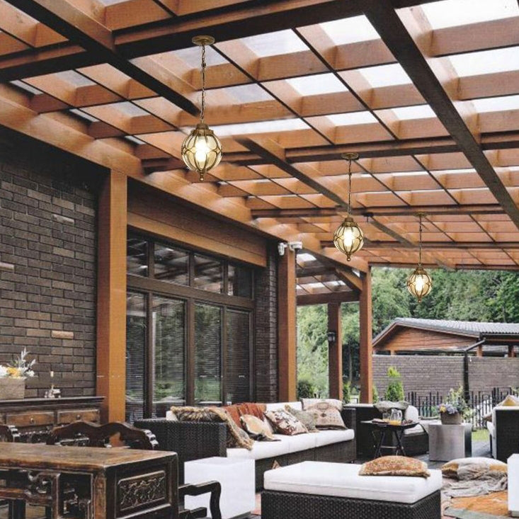 Frendorf | EuroLuxe Aluminium Pendelleuchte | Wasserdicht | Außenleuchte mit Glaskugel | Garten & Terrasse
