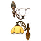 Frendorf | Blau/Beige Blumen Shade Wandleuchte Licht Buntglas 1 Kopf Wandmontage Licht in Antik Messing