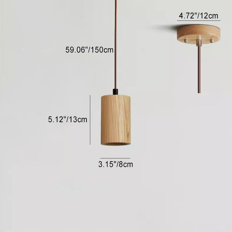 Frendorf | LumeWood Zylinder Pendelleuchte | Kleines Holzdesign | 1-Licht | Minimalistisches Design | Für Zuhause und Büro