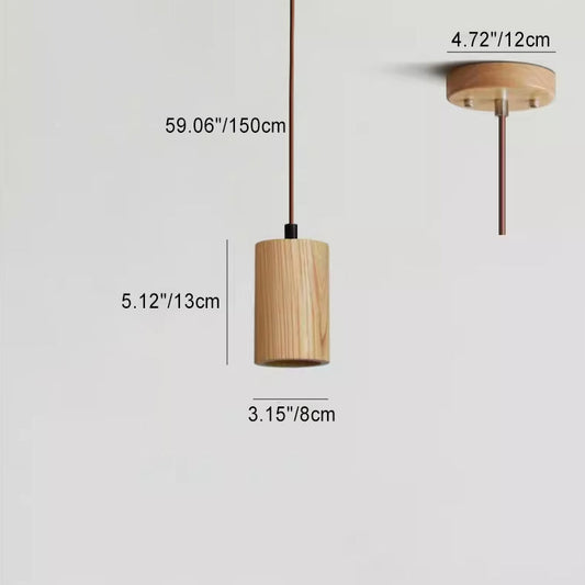 Frendorf | LumeWood Zylinder Pendelleuchte | Kleines Holzdesign | 1-Licht | Minimalistisches Design | Für Zuhause und Büro