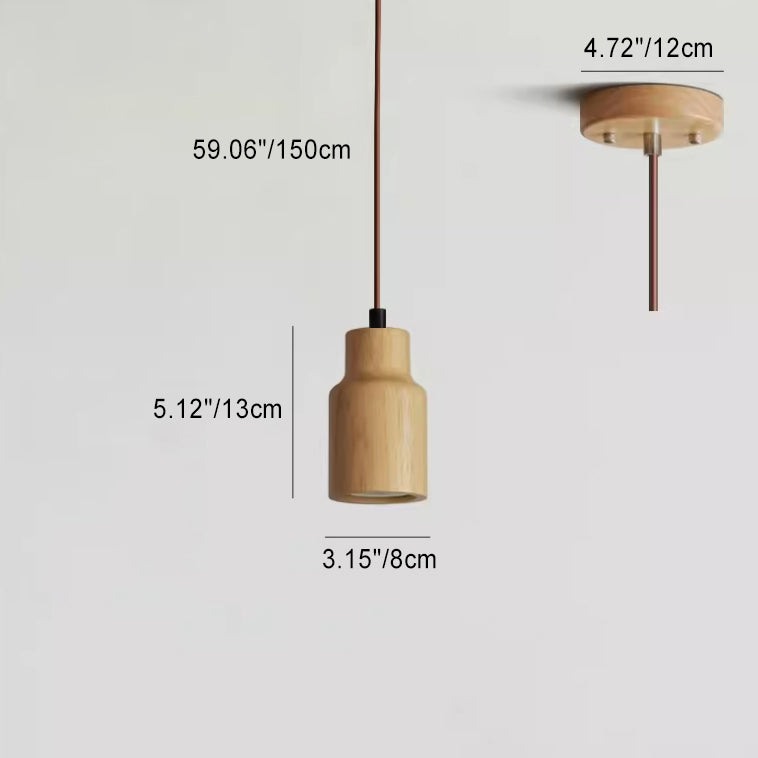 Frendorf | LumeWood Zylinder Pendelleuchte | Kleines Holzdesign | 1-Licht | Minimalistisches Design | Für Zuhause und Büro