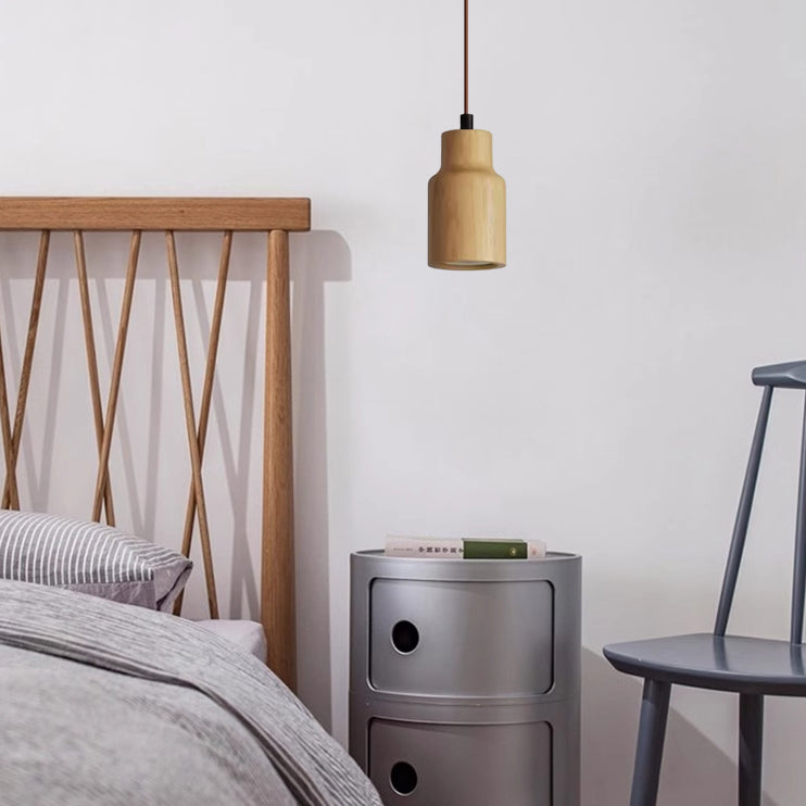 Frendorf | LumeWood Zylinder Pendelleuchte | Kleines Holzdesign | 1-Licht | Minimalistisches Design | Für Zuhause und Büro