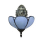 Frendorf | Blau/Beige Blumen Shade Wandleuchte Licht Buntglas 1 Kopf Wandmontage Licht in Antik Messing