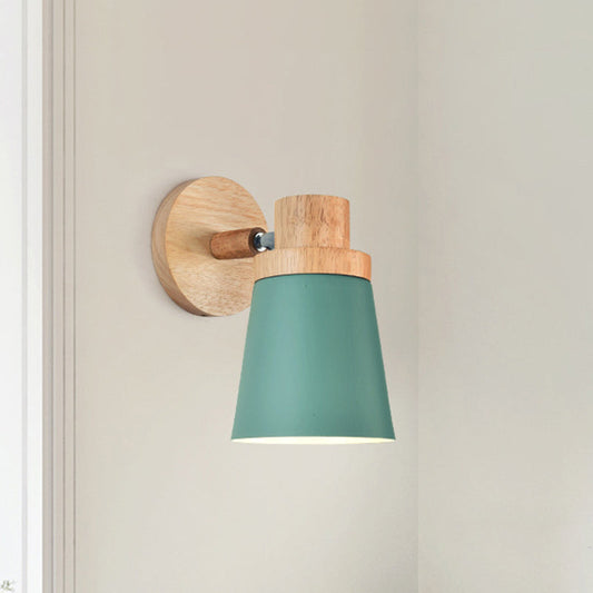 Frendorf | Barrel Wandlamp Sconces Minimalistisch Metaal 1-Kop Woonkamer Wandverlichtingsarmatuur met Houten Achterplaat