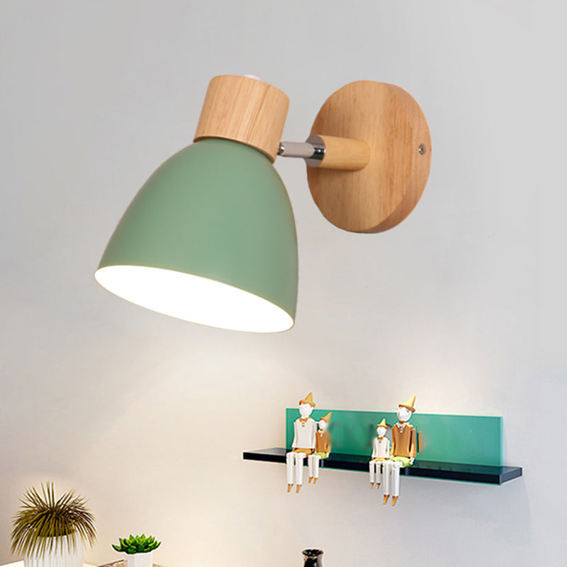 Frendorf | 1 Licht Korridor Wandlamp Fixture Macaron Houten Wand Gemonteerde Lamp met Koepel Aluminium Schaduw
