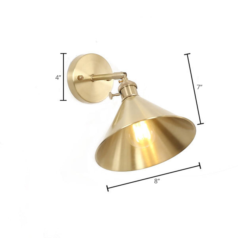 Frendorf | 1 Licht Kegel Wandverlichting Ideeën Industriële Messing Metalen Wandgemonteerde Lamp voor Nachtkastje