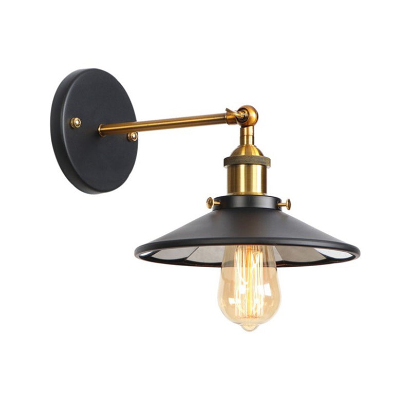 Frendorf | Metalen rechte arm wandverlichting armatuur fabriek 1 gloeilamp eetkamer wandlamp in zwart en messing