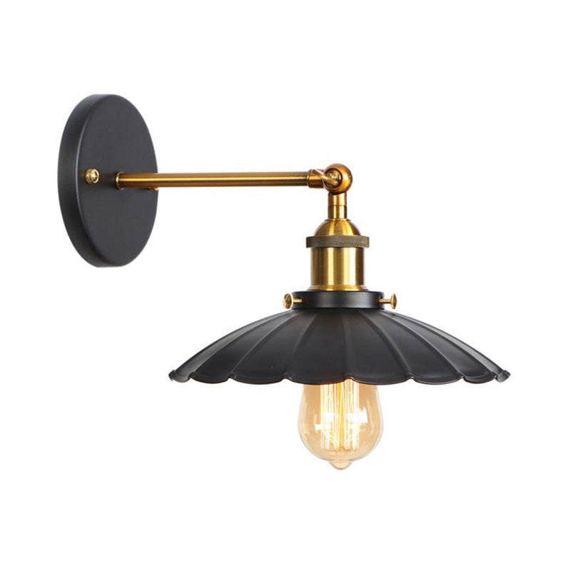 Frendorf | Metalen rechte arm wandverlichting armatuur fabriek 1 gloeilamp eetkamer wandlamp in zwart en messing