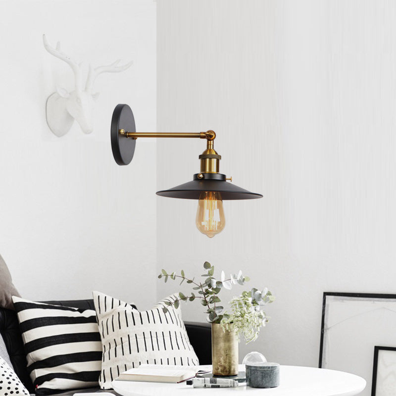Frendorf | Metalen rechte arm wandverlichting armatuur fabriek 1 gloeilamp eetkamer wandlamp in zwart en messing