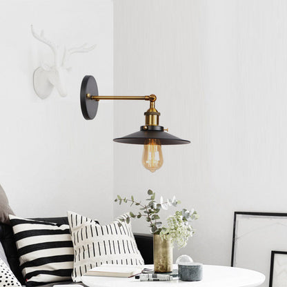 Frendorf | Metalen rechte arm wandverlichting armatuur fabriek 1 gloeilamp eetkamer wandlamp in zwart en messing