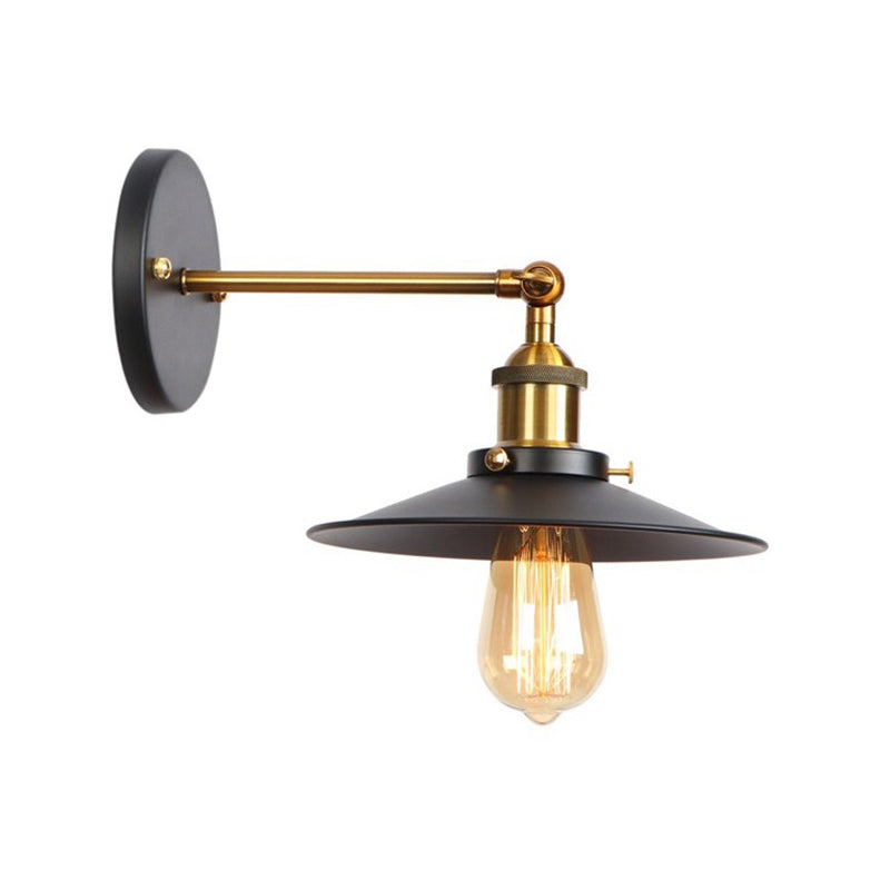 Frendorf | Metalen rechte arm wandverlichting armatuur fabriek 1 gloeilamp eetkamer wandlamp in zwart en messing