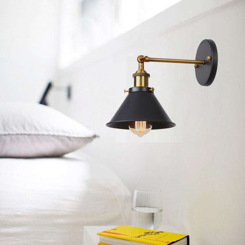 Frendorf | Metalen rechte arm wandverlichting armatuur fabriek 1 gloeilamp eetkamer wandlamp in zwart en messing