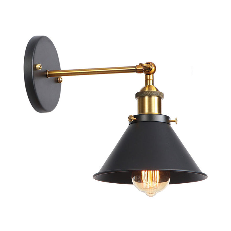 Frendorf | Metalen rechte arm wandverlichting armatuur fabriek 1 gloeilamp eetkamer wandlamp in zwart en messing