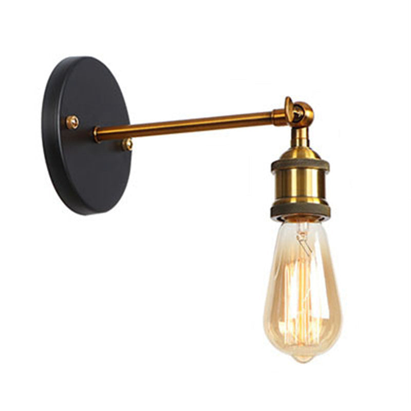 Frendorf | Metalen rechte arm wandverlichting armatuur fabriek 1 gloeilamp eetkamer wandlamp in zwart en messing