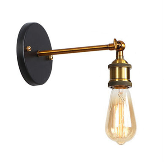 Frendorf | Metalen rechte arm wandverlichting armatuur fabriek 1 gloeilamp eetkamer wandlamp in zwart en messing