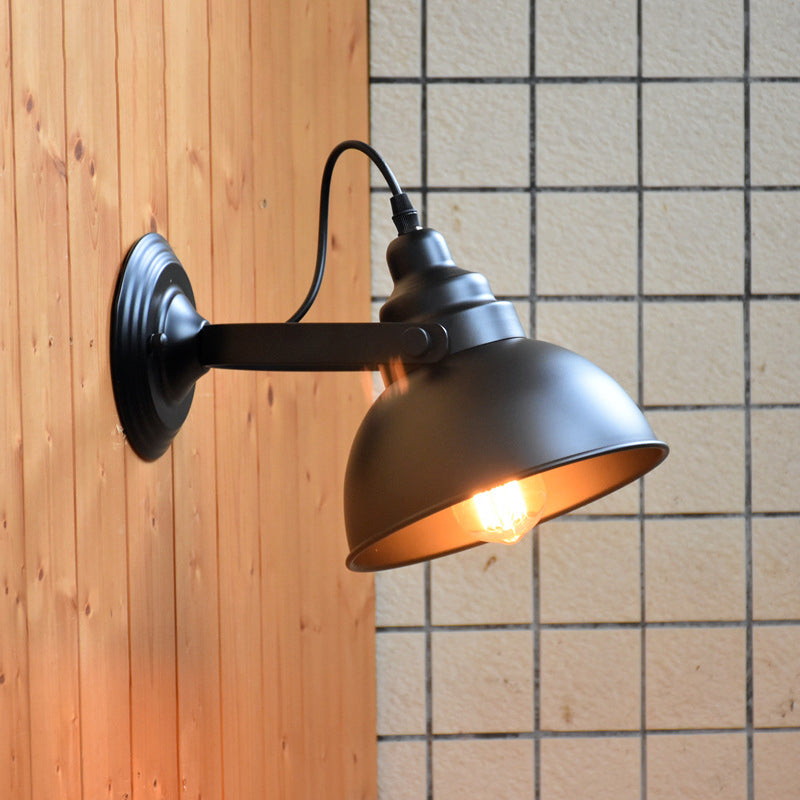 Frendorf | 1-Head Wandlamp Scone Boerderij Kom Shade Metalen Wandverlichting met Verstelbare Handgreep in Zwart