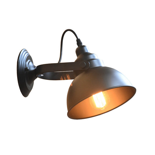 Frendorf | 1-Head Wandlamp Scone Boerderij Kom Shade Metalen Wandverlichting met Verstelbare Handgreep in Zwart