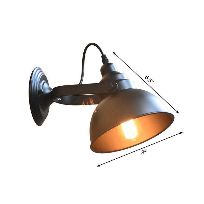 Frendorf | 1-Head Wandlamp Scone Boerderij Kom Shade Metalen Wandverlichting met Verstelbare Handgreep in Zwart