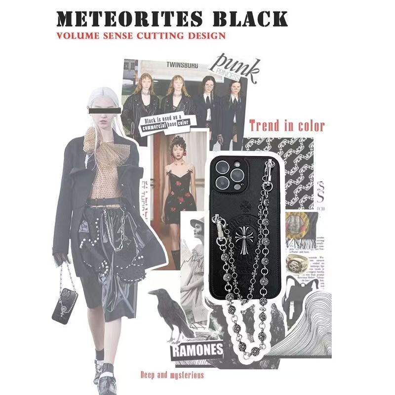 Frendorf | Multi-Chain Chrome Heart Full Wrap Schutz Crossbody Kettenetui für iPhone