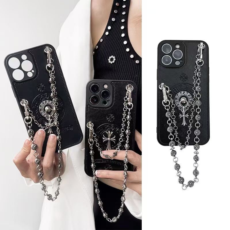 Frendorf | Multi-Chain Chrome Heart Full Wrap Schutz Crossbody Kettenetui für iPhone
