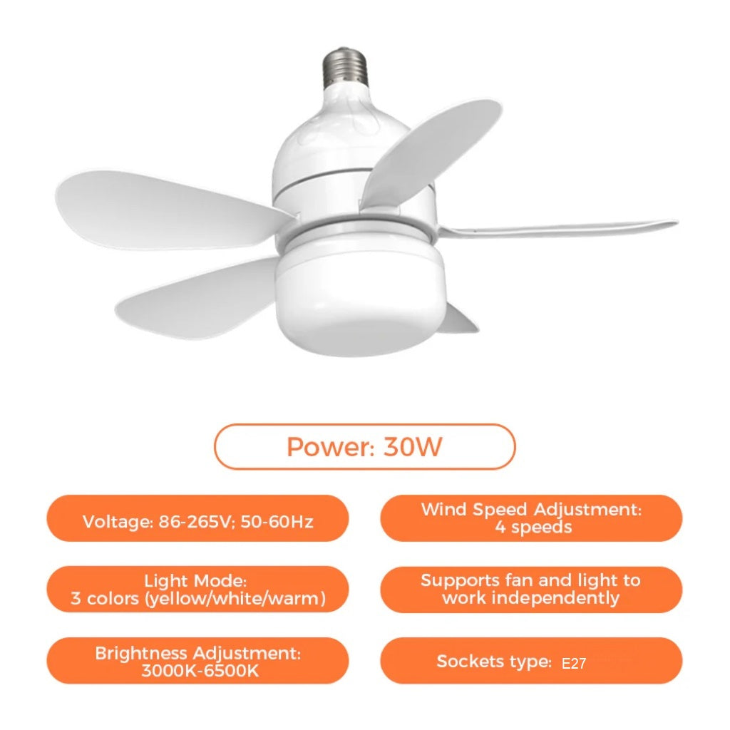 Frendorf | 2-in-1 LED Deckenventilator Licht mit Fernbedienung, E27/B22 Sockel