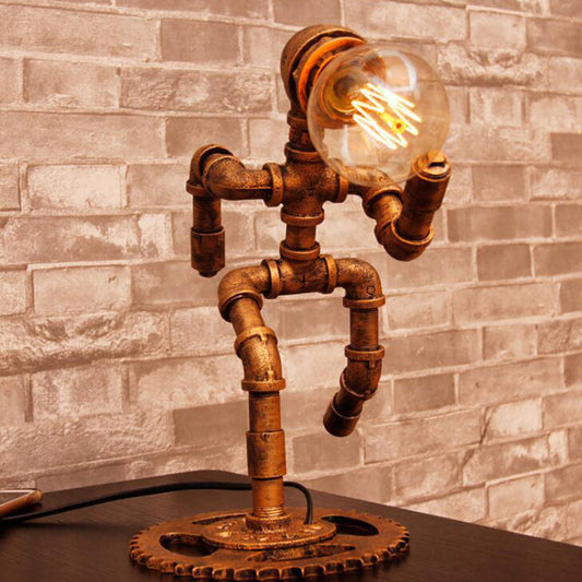 Messing 1-licht Nachttischlampe Vintage Metall Jogger-förmige Nachttischbeleuchtung