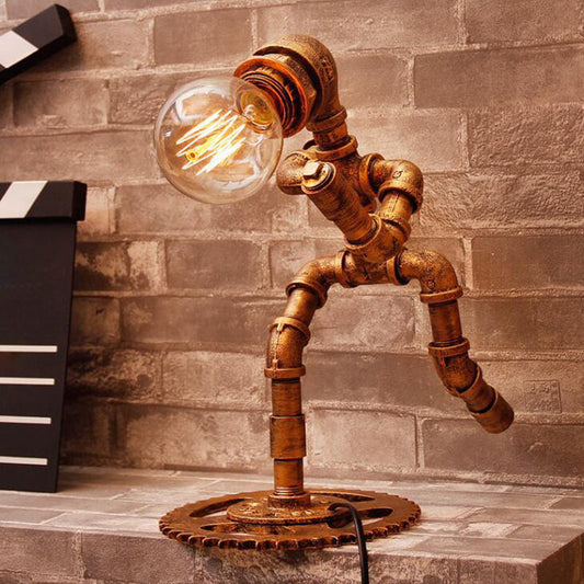 Messing 1-licht Nachttischlampe Vintage Metall Jogger-förmige Nachttischbeleuchtung