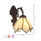 Frendorf | Handgeschnittene Glasblumen-Wandbeleuchtung Mediterran 1 Glühbirne Schwarze Wandmontierte Lampe mit Gebogenem Arm