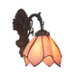 Frendorf | Handgeschnittene Glasblumen-Wandbeleuchtung Mediterran 1 Glühbirne Schwarze Wandmontierte Lampe mit Gebogenem Arm