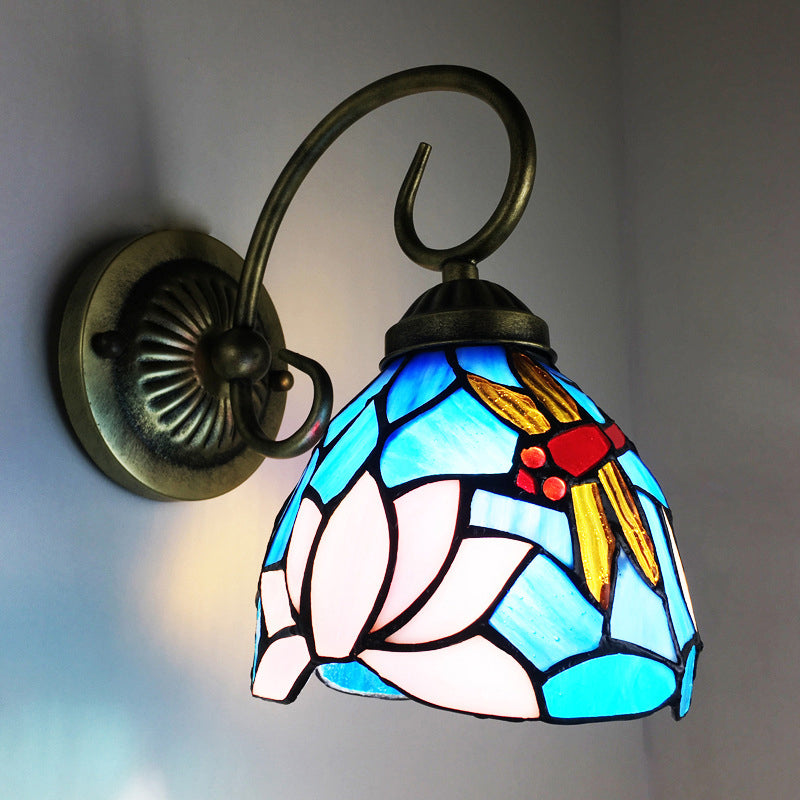 Frendorf | 1 Lamp Wandlamp Sconces Victoriaanse Kom Geel Glas Juffer Patroon Wandverlichting in Messing