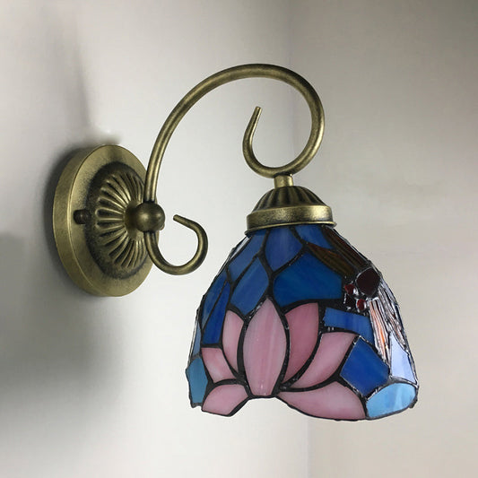 Frendorf | 1 Lamp Wandlamp Sconces Victoriaanse Kom Geel Glas Juffer Patroon Wandverlichting in Messing