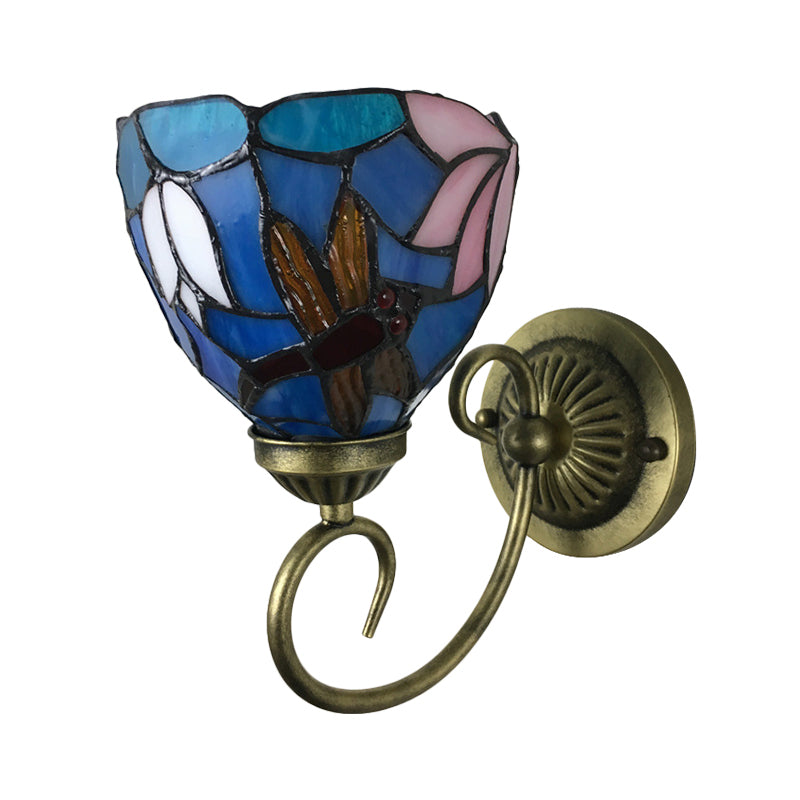 Frendorf | 1 Lamp Wandlamp Sconces Victoriaanse Kom Geel Glas Juffer Patroon Wandverlichting in Messing