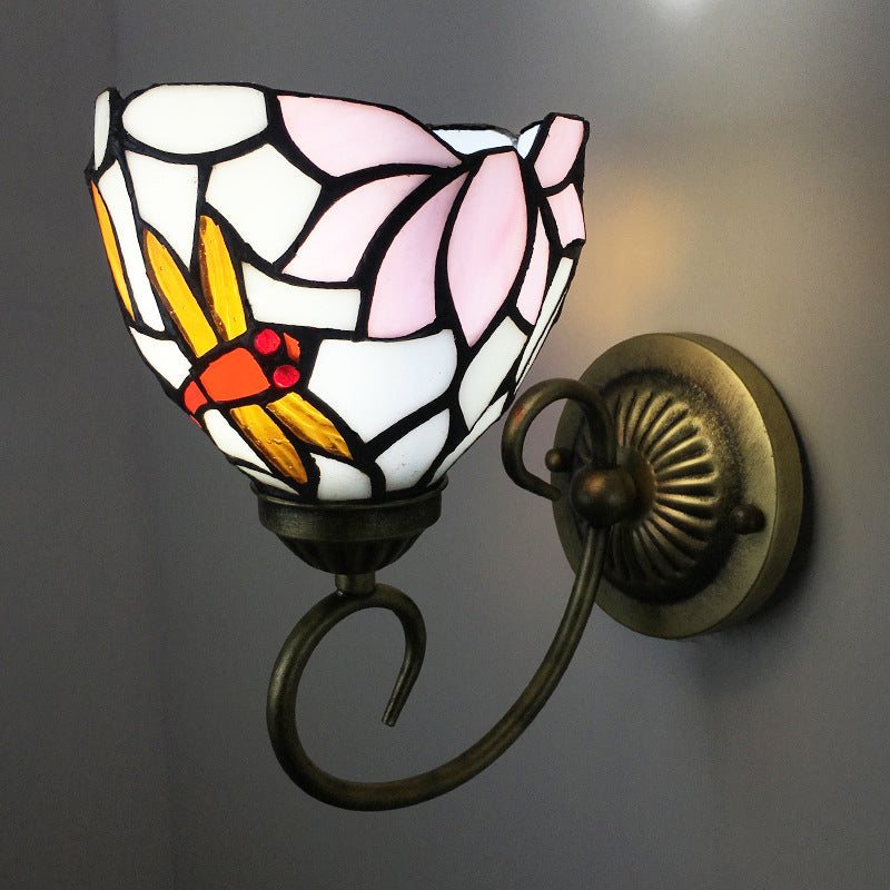 Frendorf | 1 Lamp Wandlamp Sconces Victoriaanse Kom Geel Glas Juffer Patroon Wandverlichting in Messing