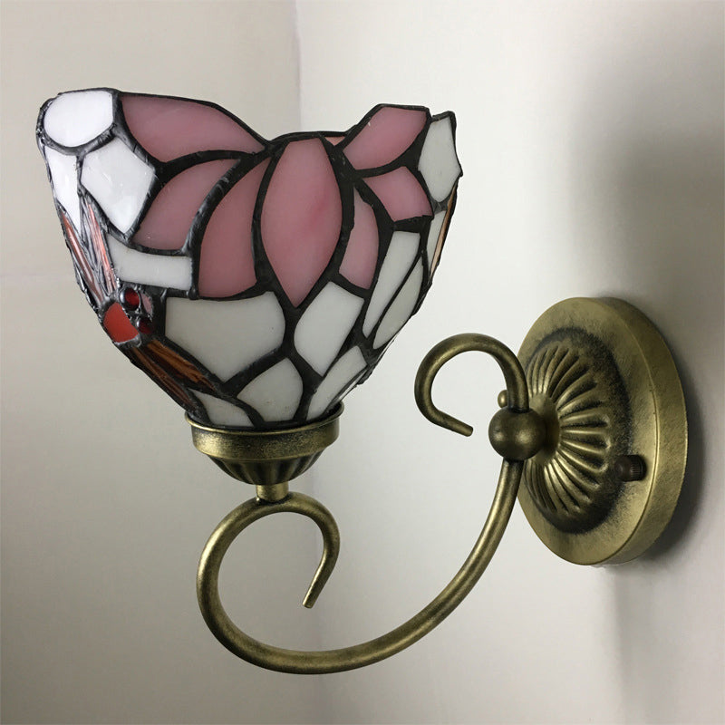 Frendorf | 1 Lamp Wandlamp Sconces Victoriaanse Kom Geel Glas Juffer Patroon Wandverlichting in Messing