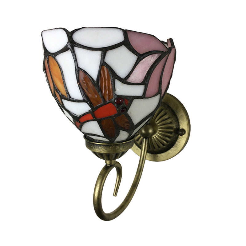 Frendorf | 1 Lamp Wandlamp Sconces Victoriaanse Kom Geel Glas Juffer Patroon Wandverlichting in Messing