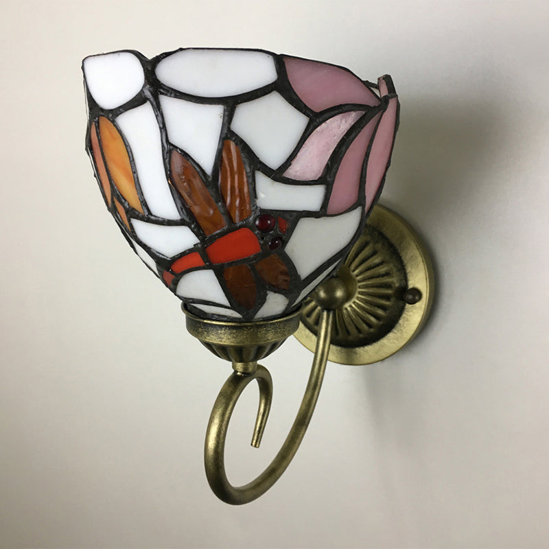 Frendorf | 1 Lamp Wandlamp Sconces Victoriaanse Kom Geel Glas Juffer Patroon Wandverlichting in Messing