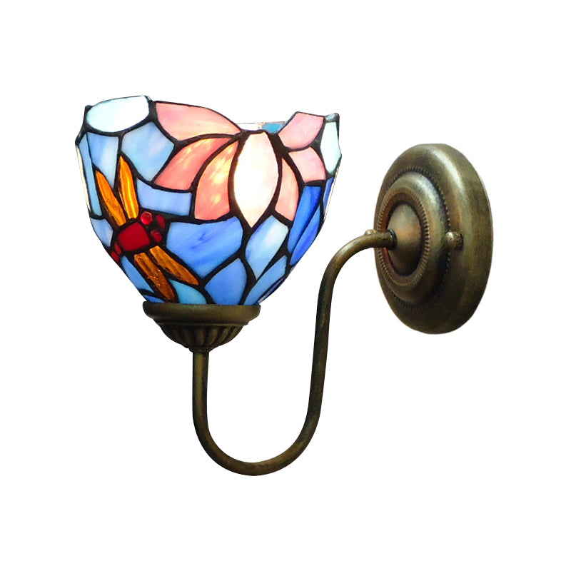 Frendorf | 1 Lamp Wandlamp Sconces Victoriaanse Kom Geel Glas Juffer Patroon Wandverlichting in Messing