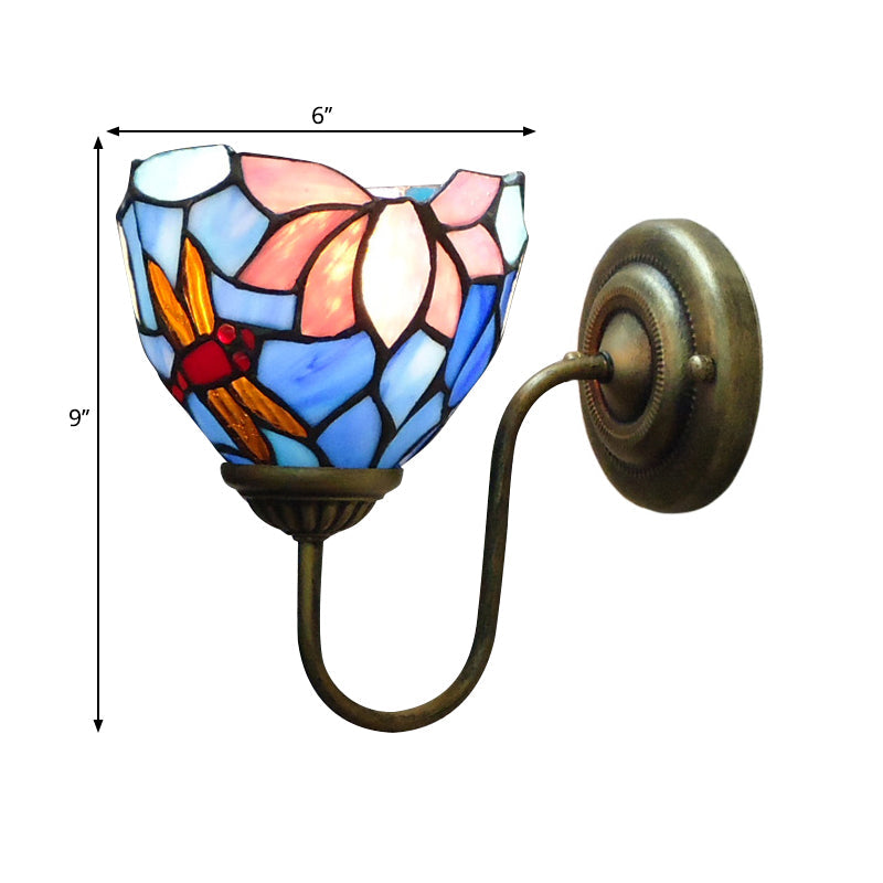 Frendorf | 1 Lamp Wandlamp Sconces Victoriaanse Kom Geel Glas Juffer Patroon Wandverlichting in Messing