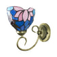 Metall Messing Wandlampe Gewunden Arm 1-Licht Tiffany Wandhängelampe mit geometrisch geschnittenem Glasschirm