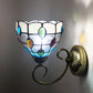 Metall Messing Wandlampe Gewunden Arm 1-Licht Tiffany Wandhängelampe mit geometrisch geschnittenem Glasschirm