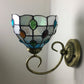Metall Messing Wandlampe Gewunden Arm 1-Licht Tiffany Wandhängelampe mit geometrisch geschnittenem Glasschirm