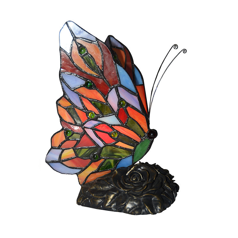 Handgefertigte Glas Schmetterling Nachttischlampe Tiffany Stil 1 Glühbirne Gelbe Nachtbeleuchtung