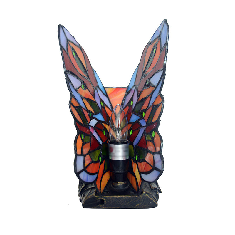 Handgefertigte Glas Schmetterling Nachttischlampe Tiffany Stil 1 Glühbirne Gelbe Nachtbeleuchtung