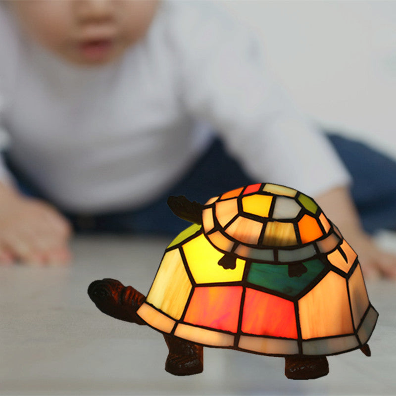 Schneiden Glas Schildkröte Mama und Baby Tischlicht Tiffany 1 Kopf Nachttischlampe für Schlafzimmer