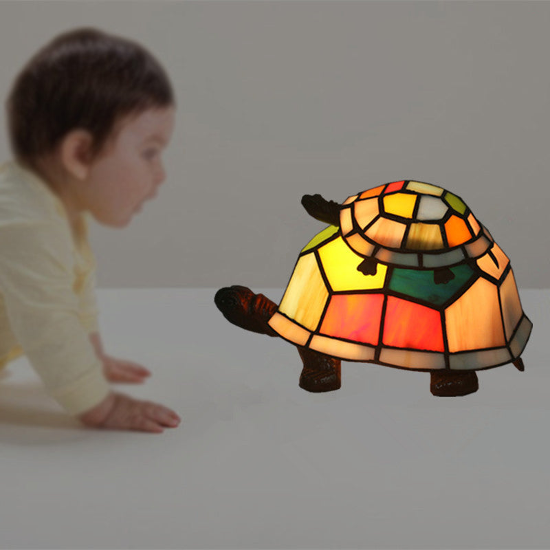 Schneiden Glas Schildkröte Mama und Baby Tischlicht Tiffany 1 Kopf Nachttischlampe für Schlafzimmer