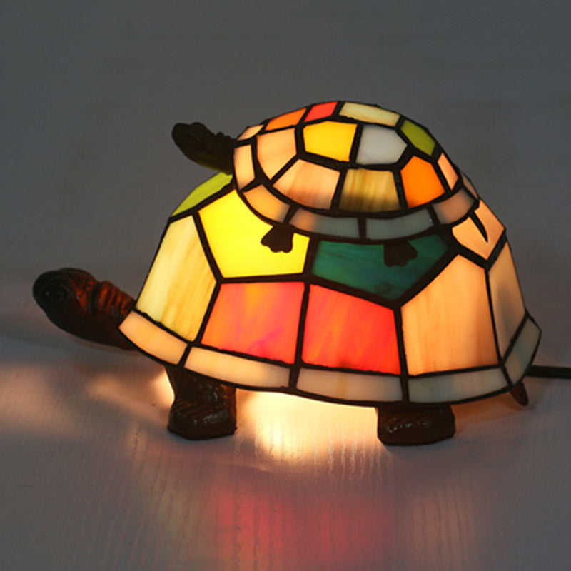 Schneiden Glas Schildkröte Mama und Baby Tischlicht Tiffany 1 Kopf Nachttischlampe für Schlafzimmer
