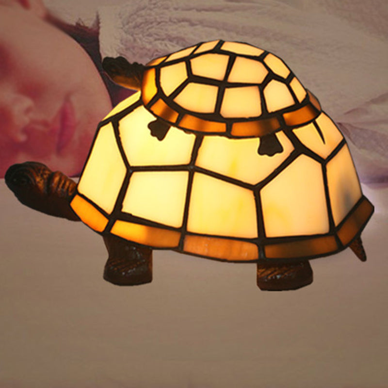 Schneiden Glas Schildkröte Mama und Baby Tischlicht Tiffany 1 Kopf Nachttischlampe für Schlafzimmer