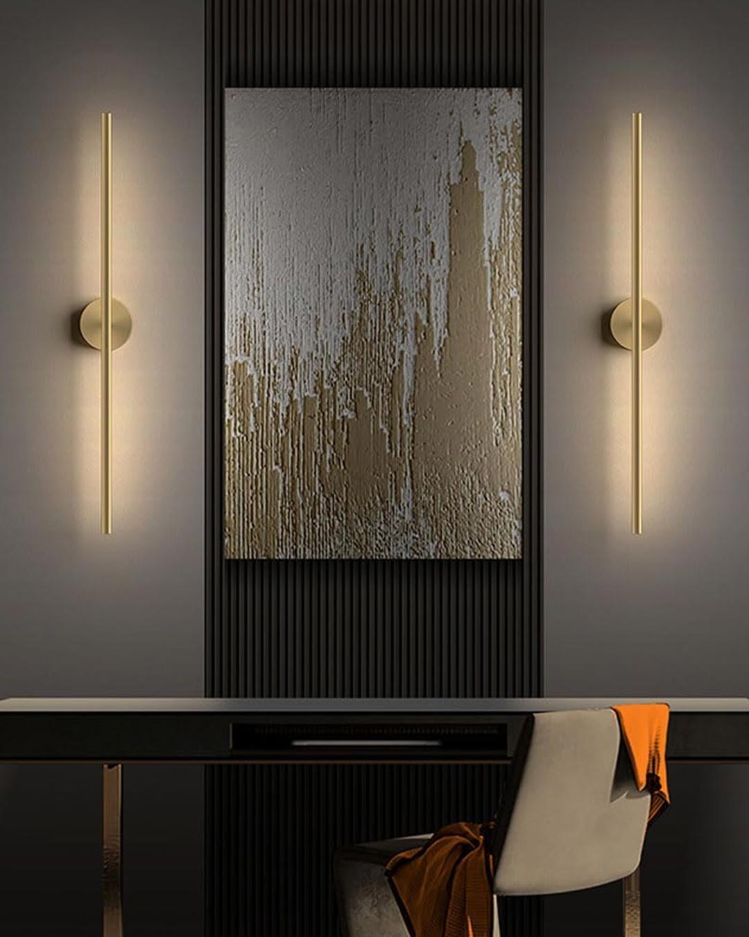 Moderne Lineare LED Wandleuchte - Gold