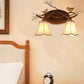 Rust Scalloped Wandbeleuchtung Traditionelle Metall 2/3 Lichter Schlafzimmer Wandleuchte Lampe mit weißem Stoffschirm